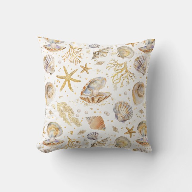 Coussin Aquarelle Océan Petit perle Jeu d'oreiller | Beach (Recto)