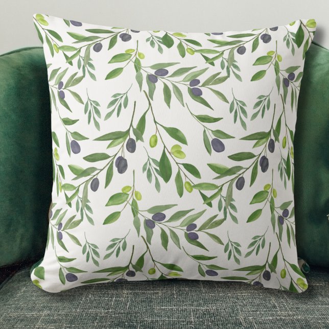 Coussin Aquarelle Olive  (Créateur téléchargé)