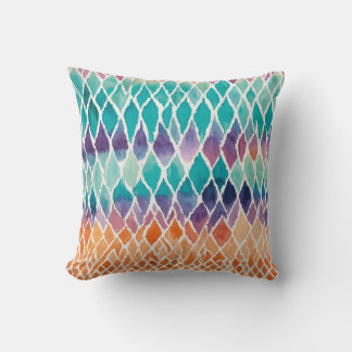 Coussin Aquarelle Ombré graduée Ikat et Pat à poil grec