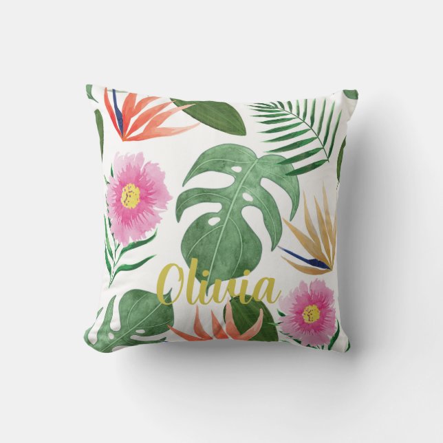 Coussin Aquarelle Oreillère tropicale (Recto)