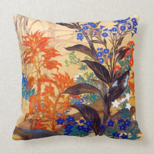 Coussin Aquarelle orientale, fleurs vintages éclatantes ar