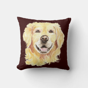 Coussin Aquarelle originale Golden Retriever, animal de co