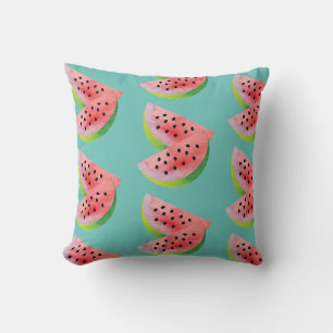 Coussin Aquarelle Paire de pastèque Turquoise été