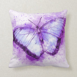 Coussin Aquarelle Papillon pourpre