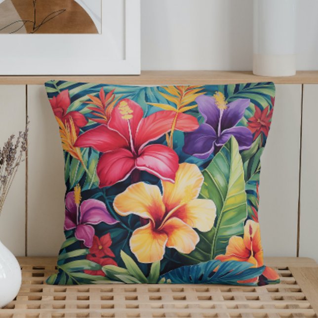 Coussin Aquarelle paradis tropical (Créateur téléchargé)