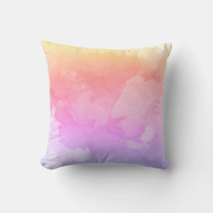 Coussin Aquarelle pastel jaune violet