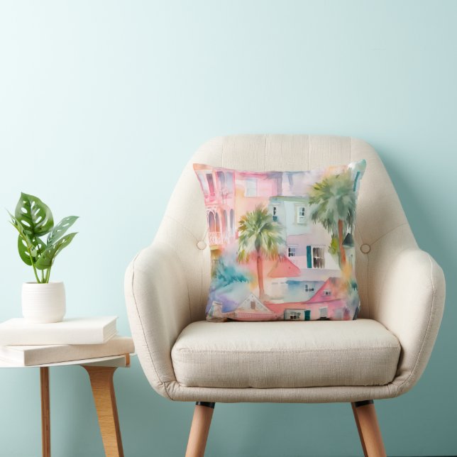 Coussin Aquarelle Pastel Pink Bleu Met À Votre Disposition (Chaise)