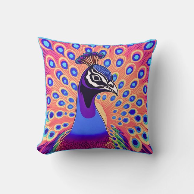 Coussin Aquarelle Peacock (Recto)