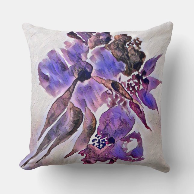 Coussin Aquarelle Peinture florale violette et violette (Recto)
