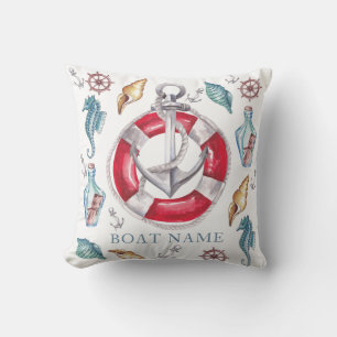 Coussin Aquarelle personnalisée Éléments marins