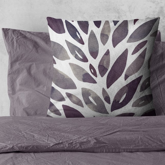 Coussin Aquarelle pétales floraux - violet et gris (Créateur téléchargé)