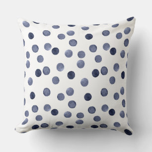 Coussin Aquarelle Point de polka bleu