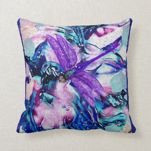 Coussin Aquarelle pourpre de libellule