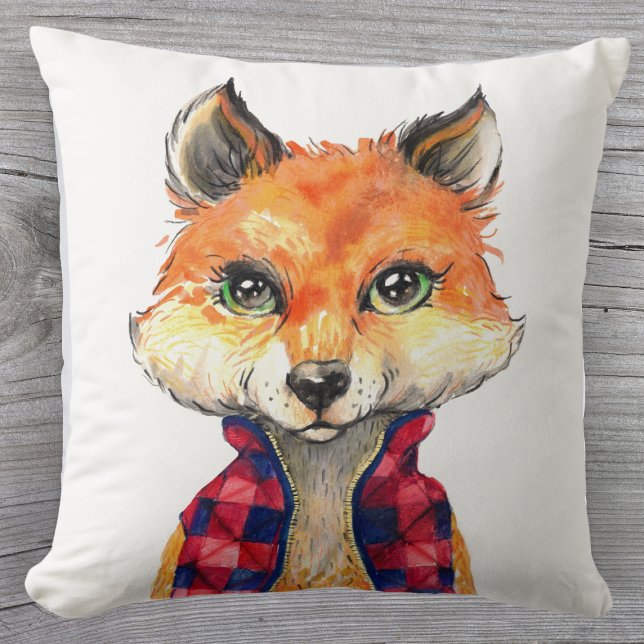Coussin Aquarelle Preppy Fox (Créateur téléchargé)