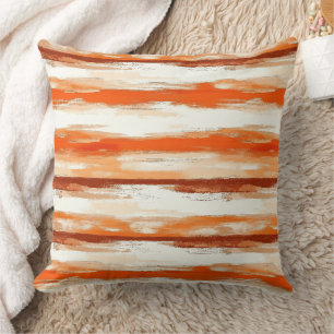 Coussin Aquarelle rayée dans les tons café et orange