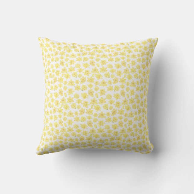 Coussin Aquarelle réversible Daffodil Ditzy Floral (Verso)