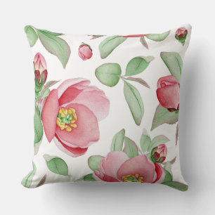 Coussin Aquarelle rose et vert
