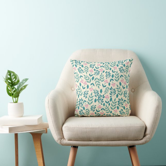 Coussin aquarelle rose fleurs motif cool cadeau femme (Chaise)