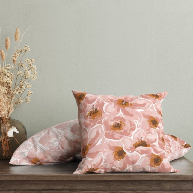 Coussin Aquarelle rose floral (Créateur téléchargé)