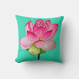 Coussin Aquarelle rose lofleur art