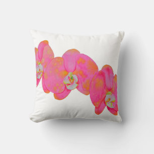 Coussin Aquarelle rose Orchidées