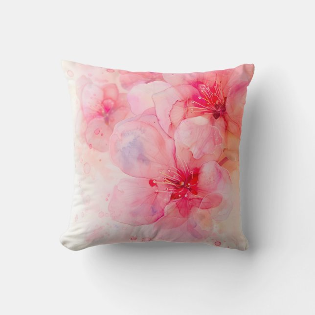 Coussin Aquarelle rose Pétale Élégance (Recto)