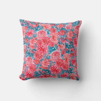 Coussin Aquarelle Rose tapisserie florale