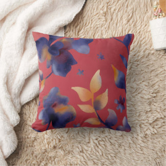 Coussin Aquarelle rouge bleu or illustration lancer l'orei