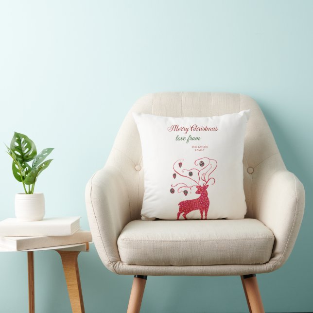 Coussin Aquarelle Rouge renne Noël (Chaise)