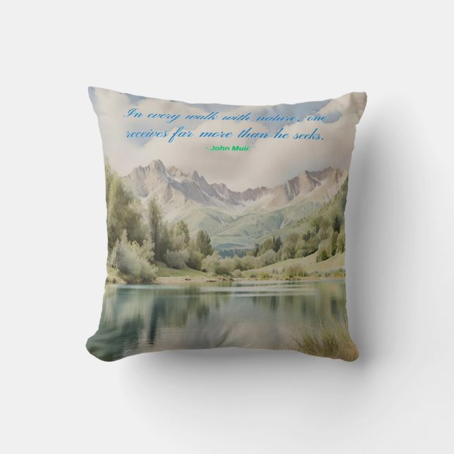 Coussin Aquarelle Sérénité "Chaque promenade avec la natur (Recto)
