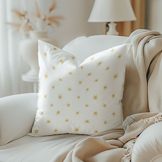 Coussin Aquarelle soleil dans Jaune réversible (Watercolor Sunshine in Yellow Reversible Throw Pillow)