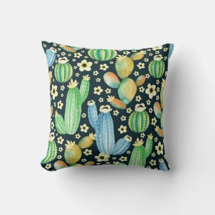 Coussin Aquarelle Succulente Cactus Motif Floral