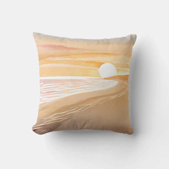 Coussin Aquarelle Sunset Beach | Beau Jaune (Recto)