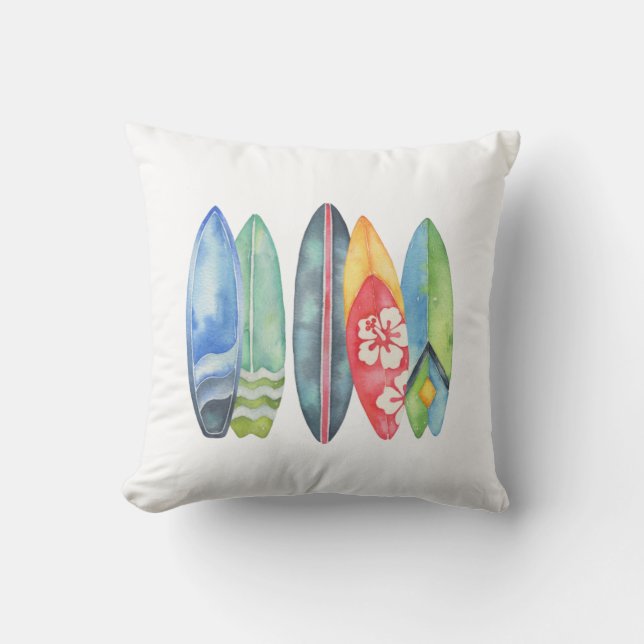 Coussin Aquarelle Surf Jeu d'oreiller (Recto)