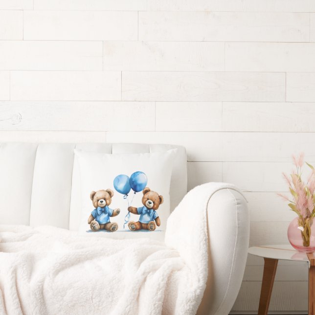 Coussin Aquarelle Teddy Bear Twin Boys (Canapé)