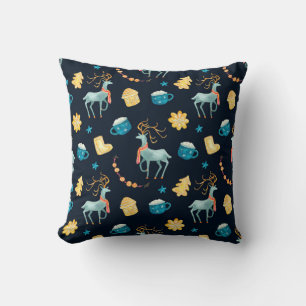 Coussin Aquarelle transparente motif avec cerfs de noël g