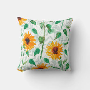 Coussin Aquarelle transparente motif avec tournesol