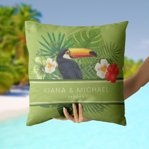 Coussin Aquarelle Tropical avec Mariage Toucan ID577