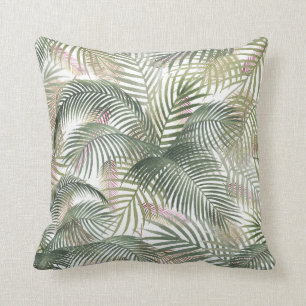 Coussin Aquarelle tropicale des Feuilles de palmiers des C
