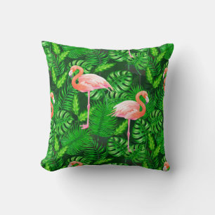 Coussin Aquarelle tropicale Flamant rose