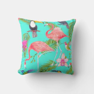 Coussin Aquarelle tropicale oiseaux sans couture motif