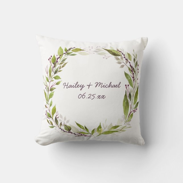 Coussin Aquarelle Verdure Mer de fruits mauves Vins (Recto)