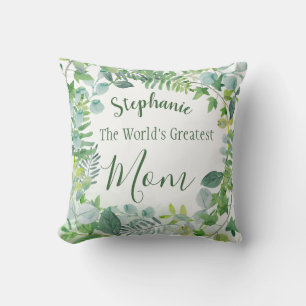 Coussin Aquarelle Verdure Mondes Meilleures Maman