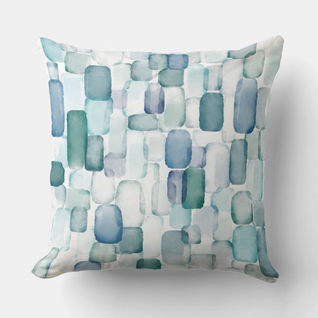 Coussin Aquarelle Verre marin (Recto)