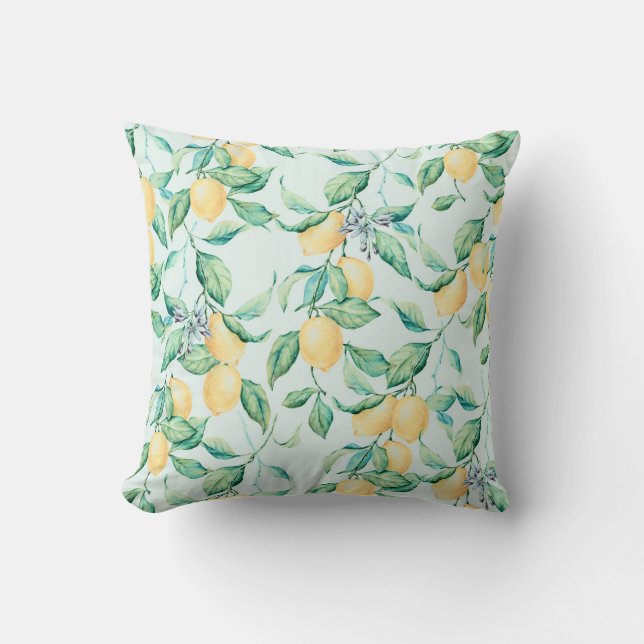 Coussin Aquarelle verte citron : Romance sans couture (Recto)