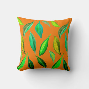 Coussin Aquarelle verte Feuille de l'environnement