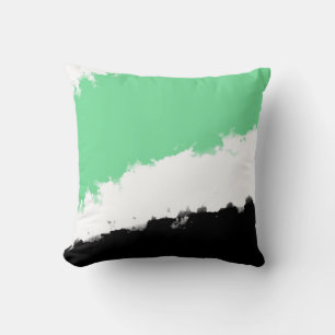 Coussin Aquarelle verte, noire et blanche