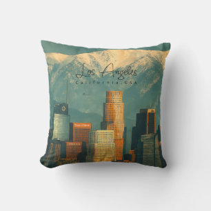 Coussin Aquarelle vintage de Los Angeles Californie rétr