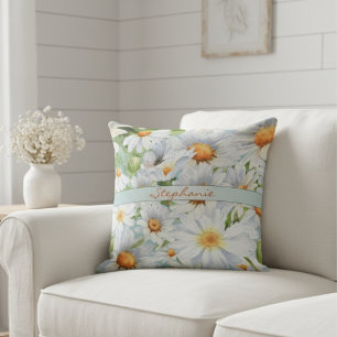 Coussin Aquarelle vintage et monogramme papillon