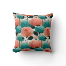 Aquarelle vintage fleurs roses et vertes